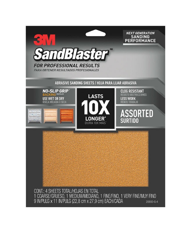 Picture of 3M 240320 9 x 11 in. Sandpaper Assorted Grit - Pack of 4