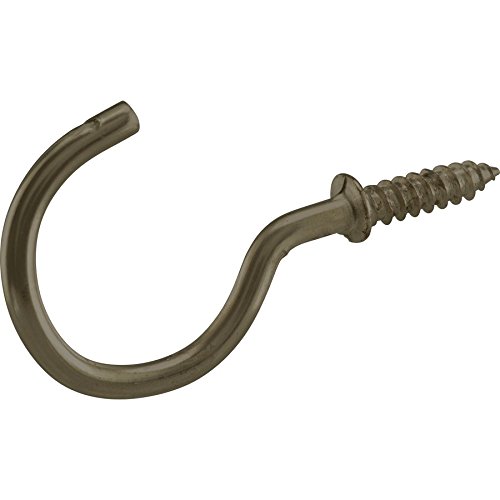 243683 1.25 in. Antique Brass Cup Hooks   Pack of 4