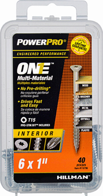 6 x 1 in. Interior Flat Head One Screw - Zinc, Pack of 40