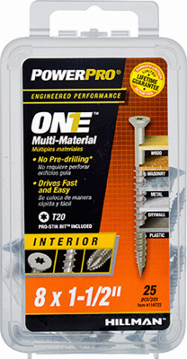 HILLMAN Power Pro No. 8 Ga. X 1-1/2 in. L Star Flat Head Coarse Multi-Material Screws