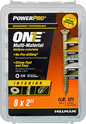 8 x 2 in. Interior Flat Head One Screw - Zinc - Pack of 122