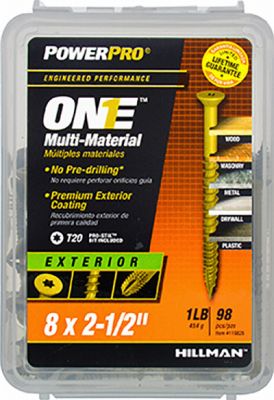 Multi-Material Screw POWERPRO ONE No. 8 X 2-1/2" L Star Flat Head 1 lb Bronze, 91PK
