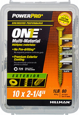 Multi-Material Screw POWERPRO ONE No. 10 X 2-1/4" L Star Flat Head 1 lb Bronze, 86PK