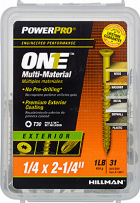 HILLMAN Power Pro 1/4 in. Ga. X 2-1/4 in. L Star Flat Head Coarse Multi-Material Screws