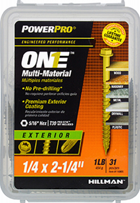 0.25 x 2.25 in. Exterior Hex Washer Head One Screw - Bronze Epoxy - Pack of 46