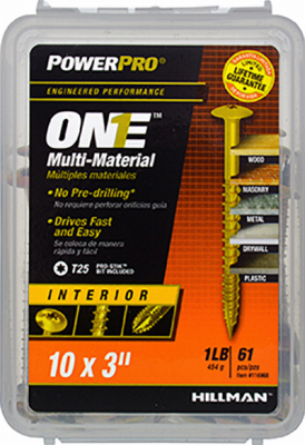 240695 10 x 3 in. Interior Wafer Head One Screw - Yellow Zinc   Pack of 5