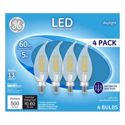 5W CAC Decorative LED Light Bulb - Daylight, Pack of 4