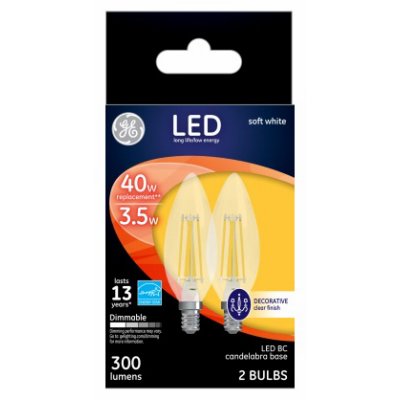 2.5W BC Decorative LED Light Bulb - Soft White - Pack of 2