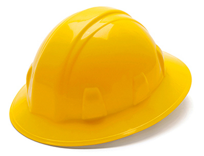 TruGuard Full Brim 4 Point Ratchet Hard Hat, Yellow