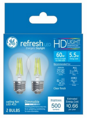 5.5W A15 Shape Daylight Light Color Clear Bulb - Pack of 2
