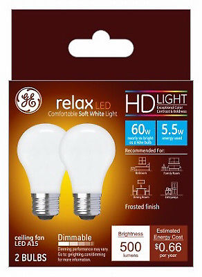 Picture of GE Lighting 240214 5.5W A15 Shape Soft White Light Color Bulb - Pack of 2