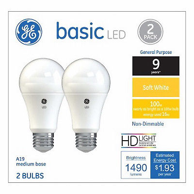 240224 16W A19 Shape Soft White Light Color Bulb - Pack of 2