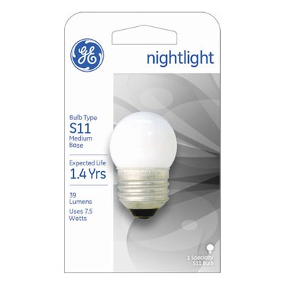 7.5W 120V White Night Light Bulb - White