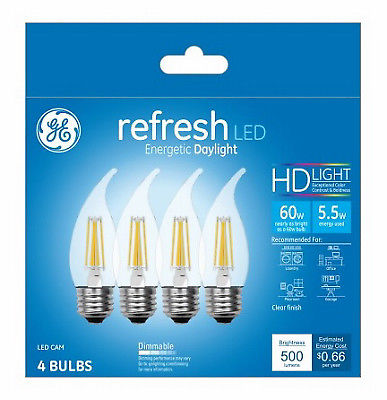 5.5W Candle Shape Clear Bulb - Pack of 4 - Daylight Light Color