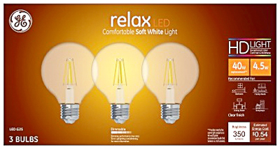 240177 4.5W Globe Shape 3 in. Soft White Light Color Clear Bulb - Pack of 3