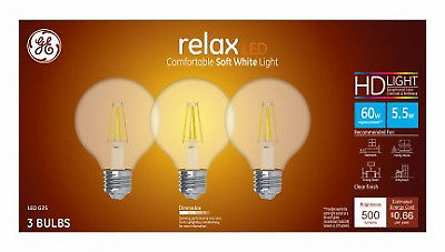 240181 5.5W Globe Shape 3 in. Soft White Light Color Clear Bulb - Pack of 3