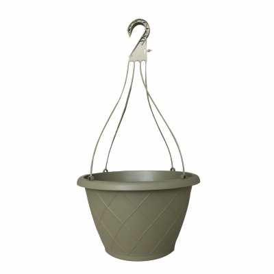 245388 12 in. Olive Green Weave Hanging Basket