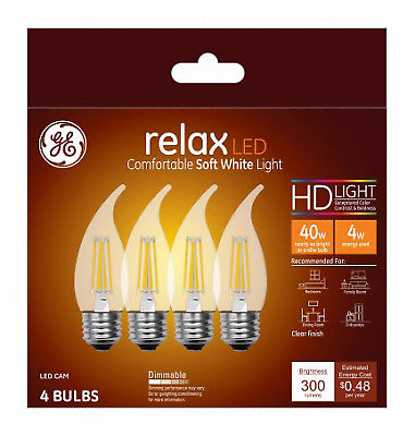 240200 4W Candle Shape Soft White Light Color Clear Bulb - Pack of 4