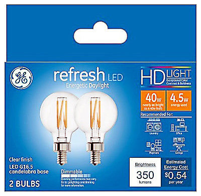 4.5W Globe Shape 2 in. Daylight Light Color Clear Bulb - Pack of 2
