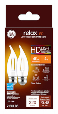 4W Soft White CAM LED Light Bulb - Clear - Pack of 2
