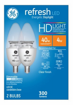 234672 4W Daylight BC HD LED Light Bulb - Clear, Pack of 2 -  Ge Lighting