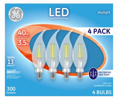 3.5W Daylight CAC Decorative LED Light Bulb - Clear, Pack of 4