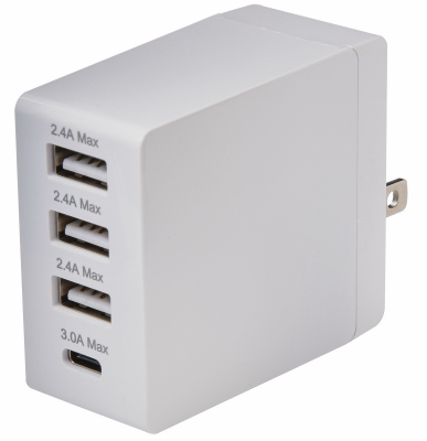 Picture of Audiovox 243646 4.8A Type-C 4 Port Square Wall Charger - White