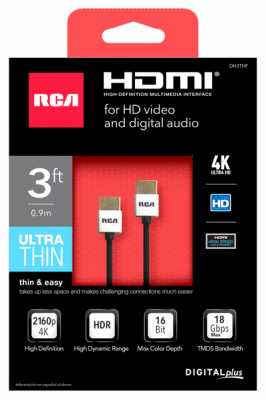 243652 3 ft. 4K Ultra Thin HDMI Cable