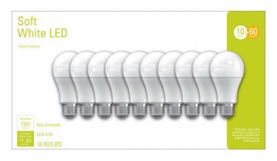 10W Soft White A19 LED Light Bulb - Frost, Pack of 10