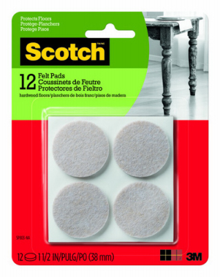Picture of 3M 236637 1.5 in. Scotch Round Felt Pads - Gray&#44; 12 Count