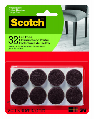 Picture of 3M 236646 1 in. Scotch Round Felt Pads - Brown&#44; 32 Count