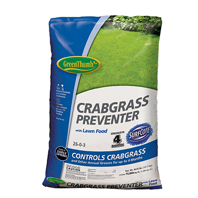 225486 15000 sq ft. Green Thumb Coverage, 26-0-3 Crabgrass Preventer Plus Lawn Food