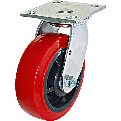 6 in. Polyurethane Mold on Swivel Caster, Red