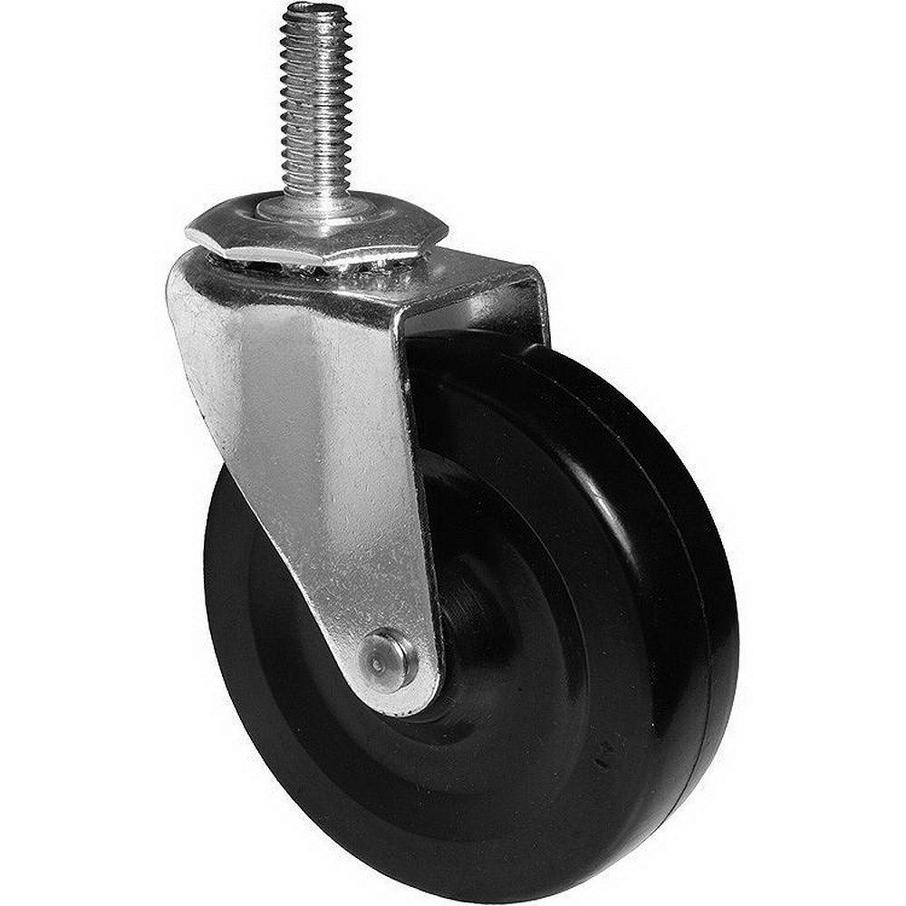 Multi-Purpose Furniture Caster, Swivel Without Brake, with Threaded Stem, Black, Zinc