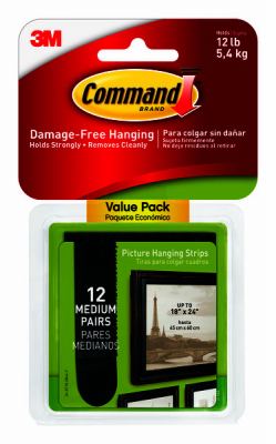 Picture of 3M 243248 Command Medium Black Picture Hanging Strips&#44; Pack of 12
