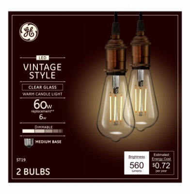 Refresh Daylight HD Equivalent ST19 LED Bulb - Warm White - Pack of 2
