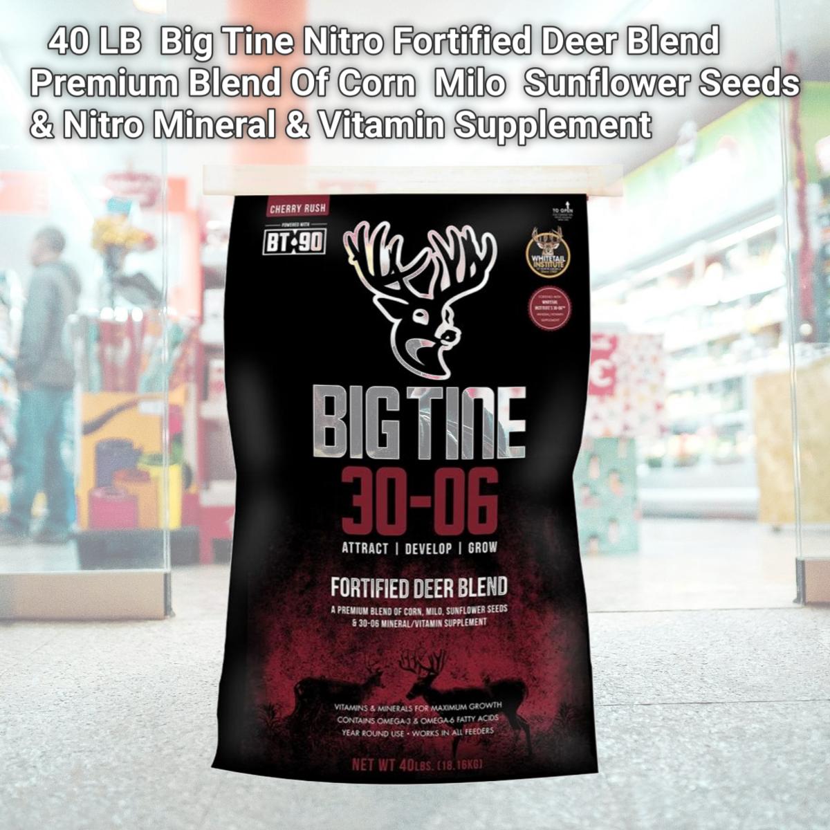 Picture of Scott Pet 248784 40 LB  Big Tine Nitro Fortified Deer Blend  Premium Blend Of Corn  Milo  Sunflower Seeds & Nitro Mineral & Vitamin Supplement