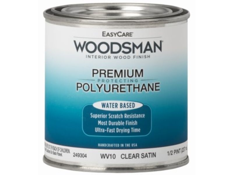 0.5 Pint Woodsman Fast Dry Protective Polyurethane Wood Finish Interior Water Base Stain, Clear