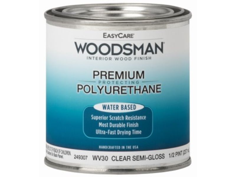 0.5 Pint Woodsman Fast Dry Protective Polyurethane Interior & Water Base Wood Finish, Clear Semi-Gloss