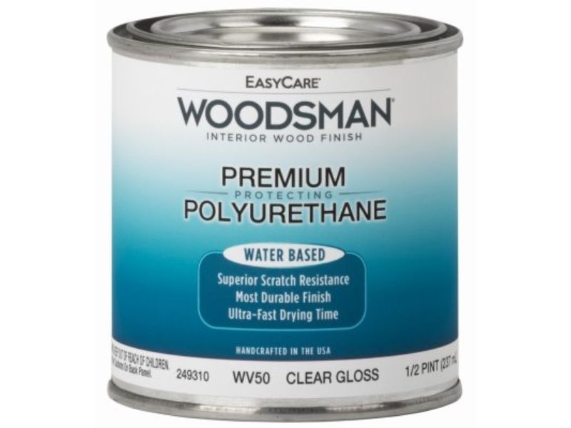 0.5 Pint Woodsman Fast Dry Protective Polyurethane Interior & Water Base Wood Finish, Clear Gloss