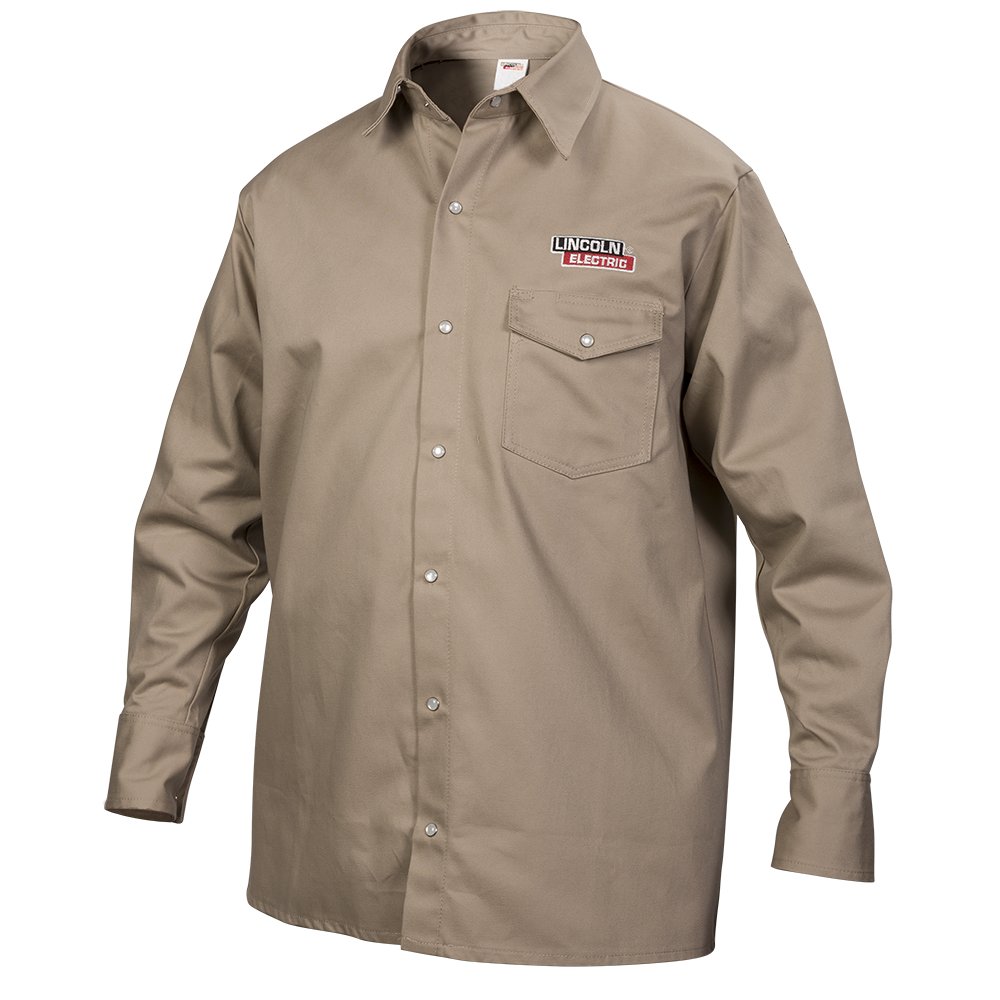 Extra Large Flame-Resistant Cloth Welding Shirt, Khaki -  Lincoln Electric, LI571499