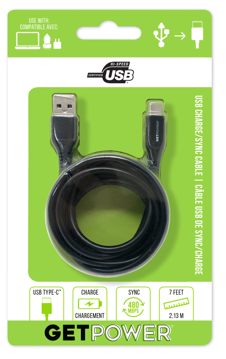 10 Ft. Multi-Color Braided USB-C Charging & Sync Cable