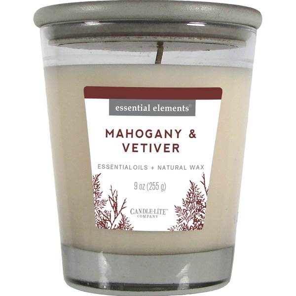 Picture of Candle Lite 251061 9 oz Mahogany & Vetiver Jar Candle with Gray Wood Lid