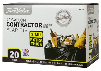 3 mil 35 x 53 in. 55 gal Contractor Trash Bag, Black - 15 Count