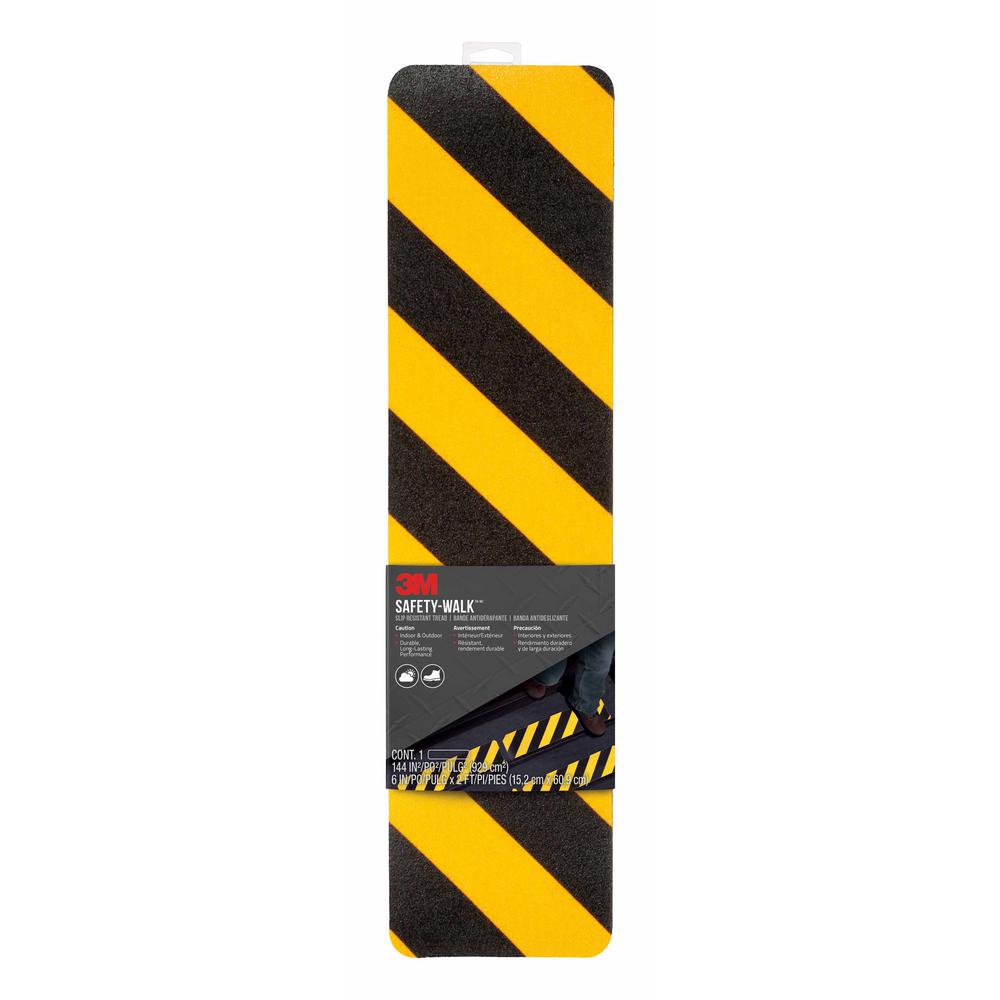 Picture of 3M 250927 6 x 24 in. Slip Resistant Caution Tread&#44; Black & Yellow