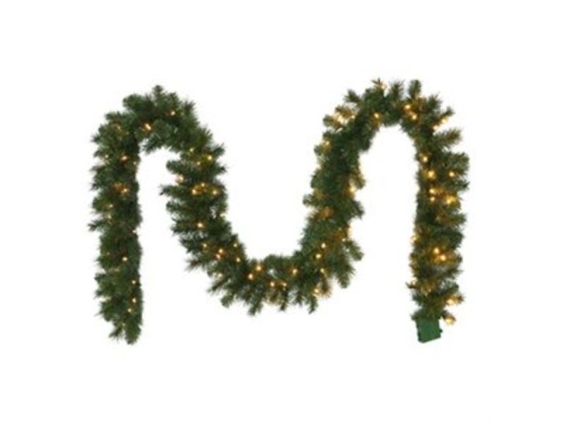 10 in. x 9 ft. 100 Warm White LED Lights Artificial Garland