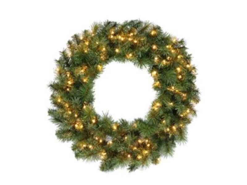 30 in. 100 Warm White LED Lights Christmas Wreath