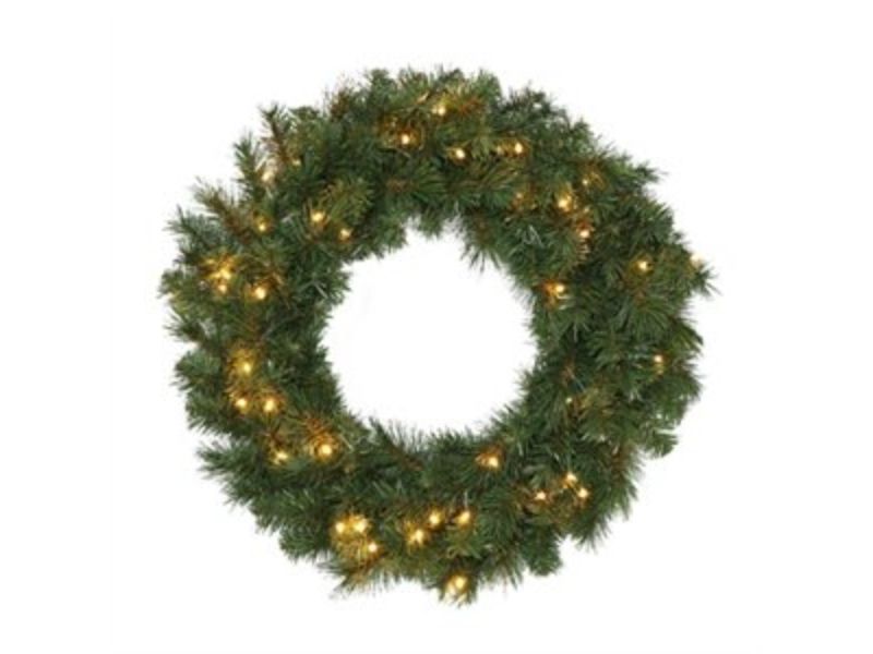 24 in. 50 Warm White LED Lights Christmas Wreath