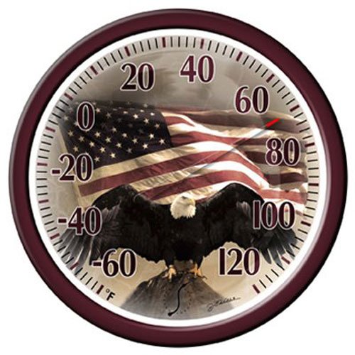 13.25 in. Bald Eagle with American Flag Dial Thermometer