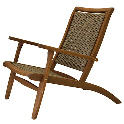 Picture of Outdoor Interiors 258719 Wicker & Eucalyptus Lounger Chair&#44; Grey - 36 x 25 x 43 in.